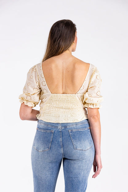 Coming Back Around Women's Eyelet Embroidered 3/4 Sleeve Top