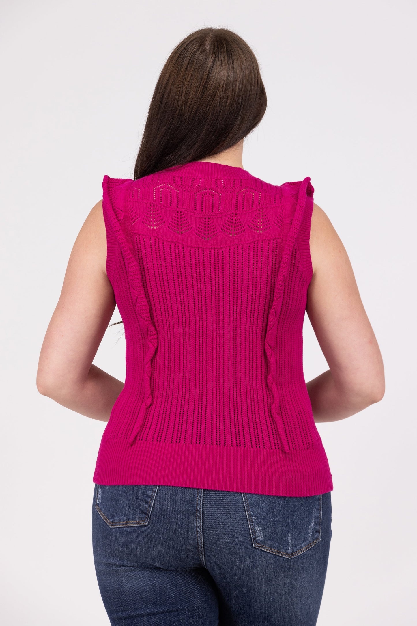 Ruffled Minds Women's Mock Neck Cap Sleeve Sweater Tank