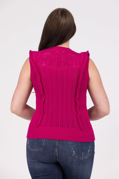 Ruffled Minds Women's Mock Neck Cap Sleeve Sweater Tank
