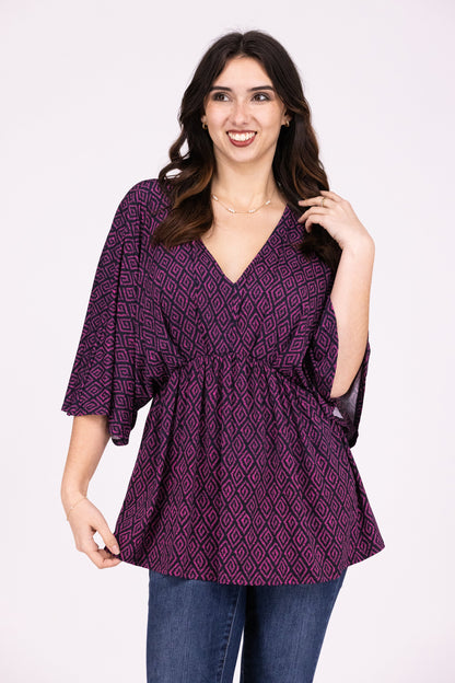 Dream Big Women's Flattering Pleated 3/4 Sleeve Top