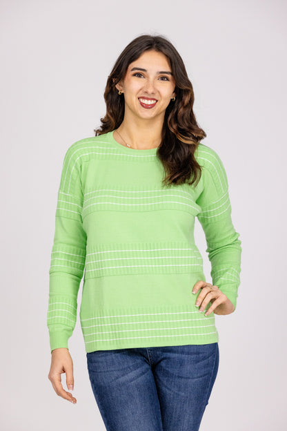 Winning Streak Women's Striped Crew Neck Sweater