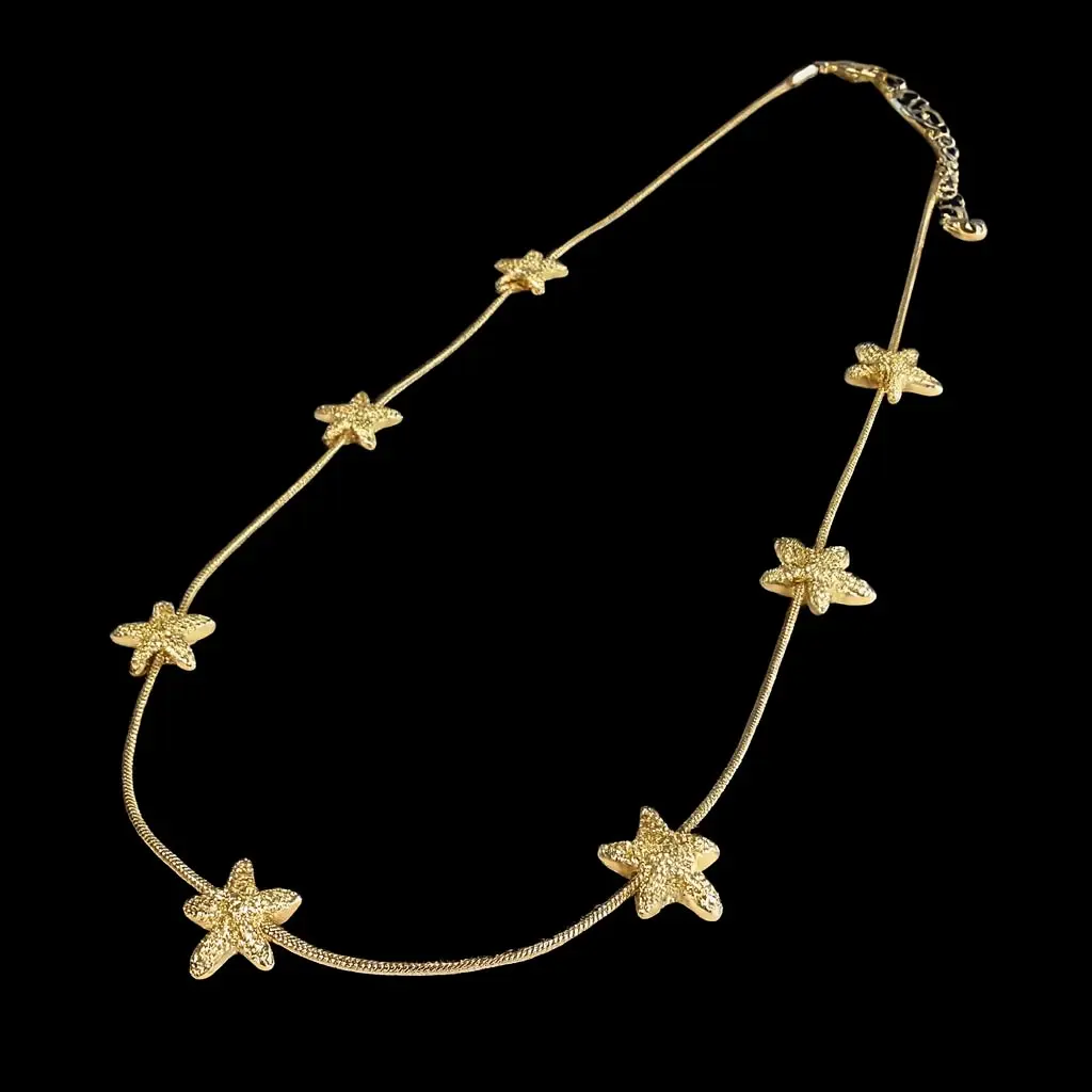 Starfish Brass Charm Statement Snake Chain Necklace