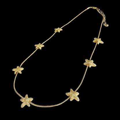 Starfish Brass Charm Statement Snake Chain Necklace