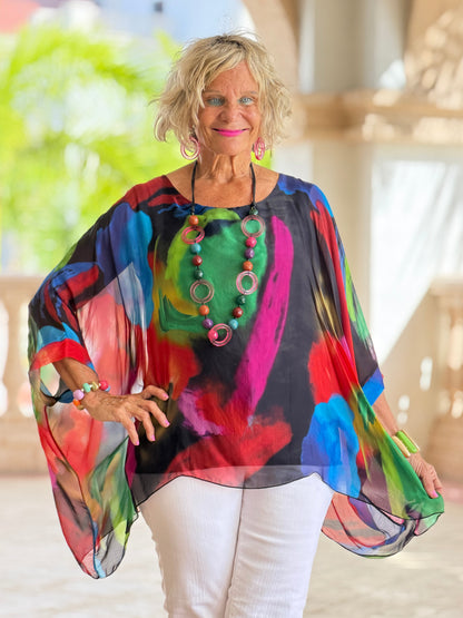 SOPHIA BLACK SILK TOP