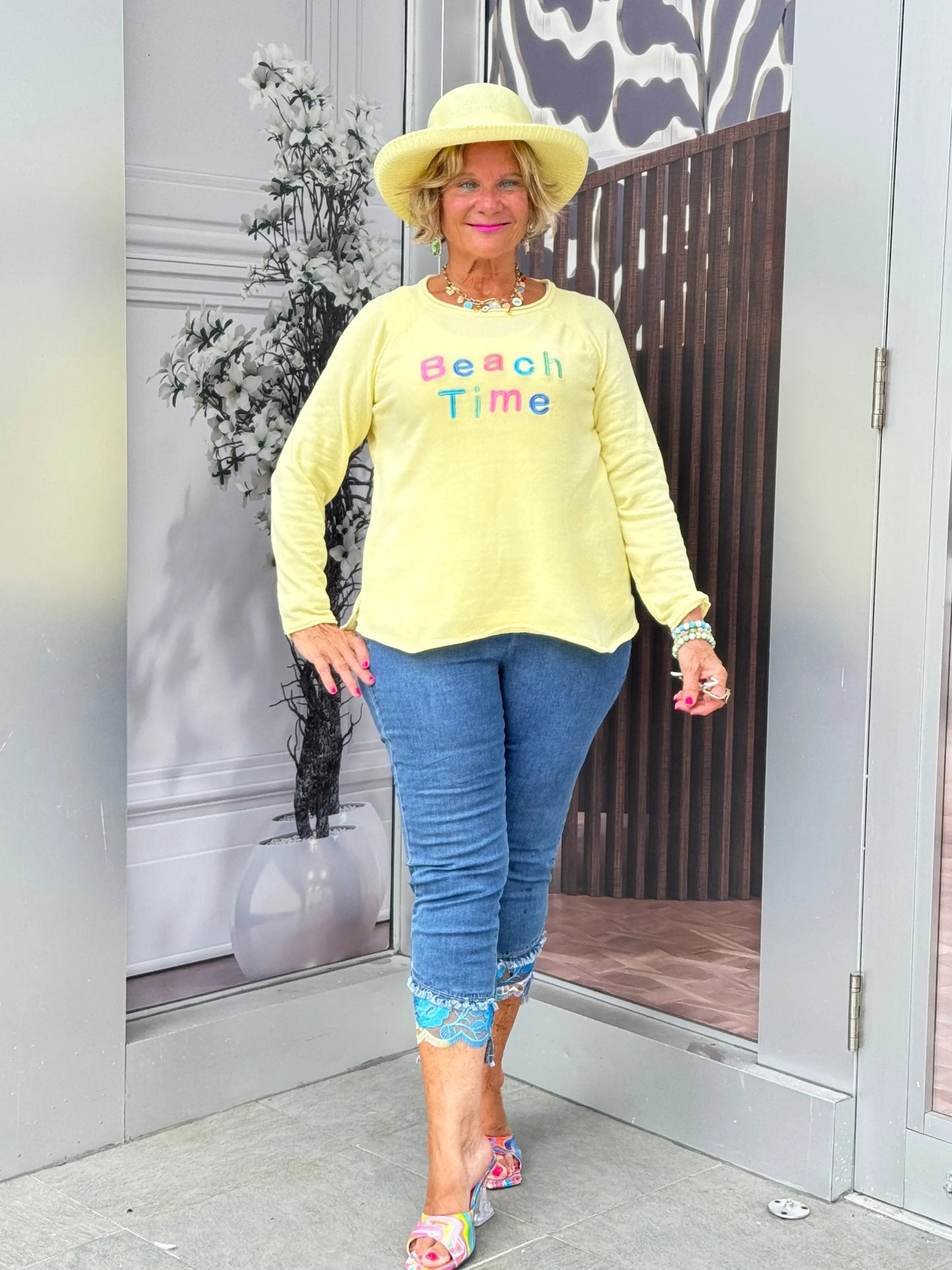 LULU-B YELLOW BEACH TIME SWEATER