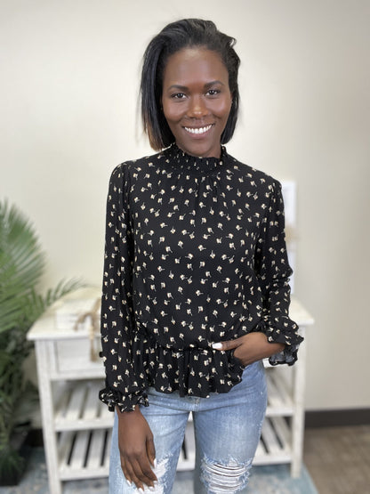 Fun Floral Women's Puff Long Sleeve Top