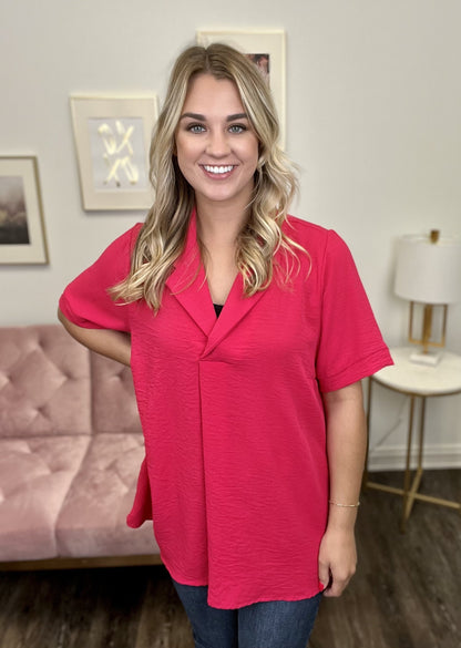 Courage To Continue Women's Textured Collared Short Sleeve Top