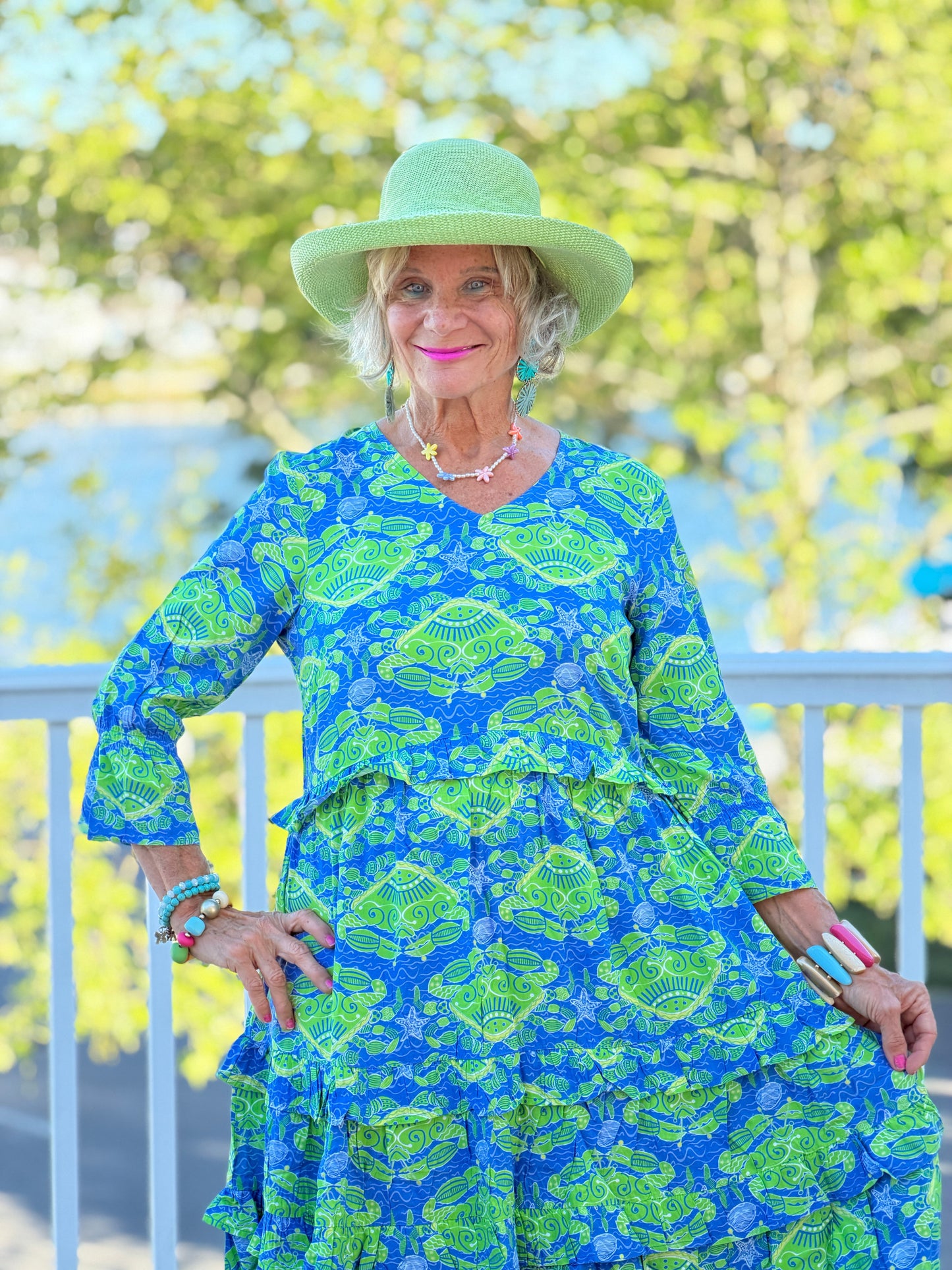 SEAG GLASS TREASURE V Neck RUFFLE DRESS
