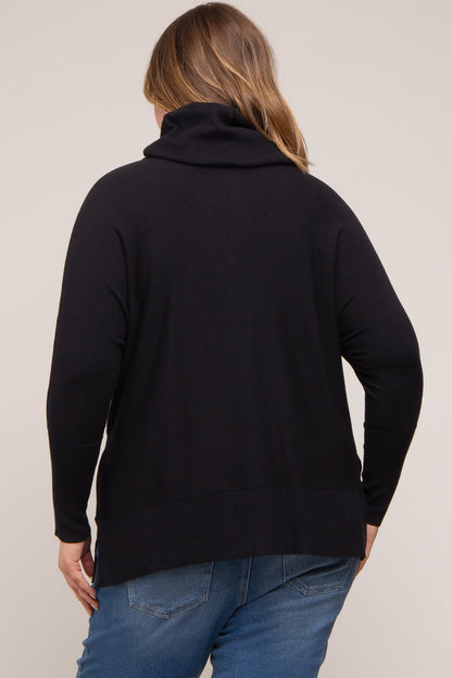 Black Cowl Neck Dolman Sleeve Maternity Plus Sweater
