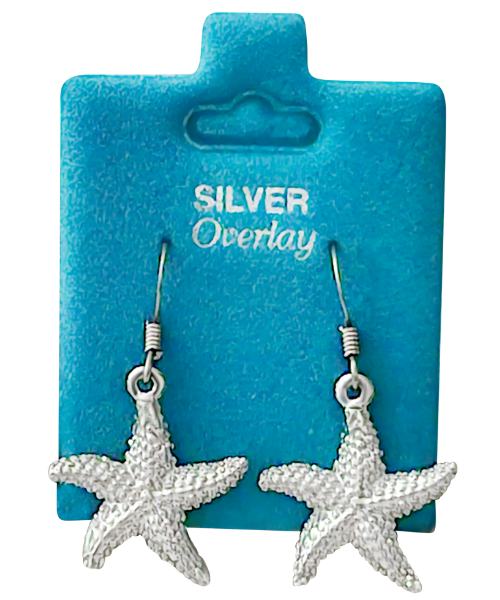 Made In USA Bumpy Starfish Dangle Earrings Gold or Silver