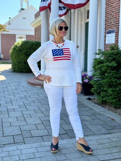 LULU-B WHITE FLAG SWEATER