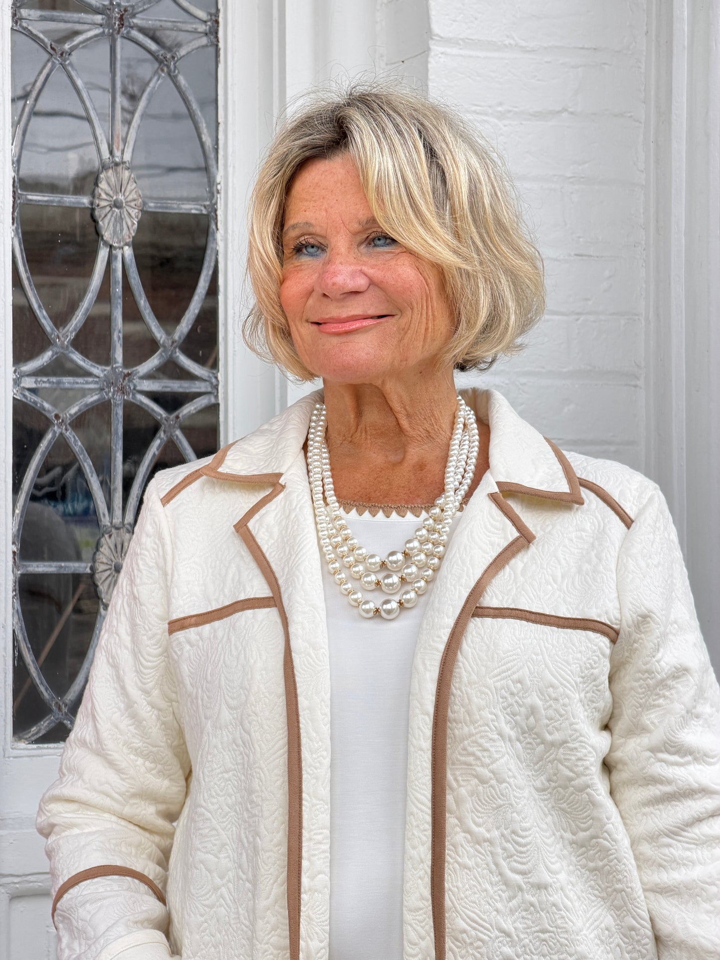 Piping Quilted Shearling Jacket