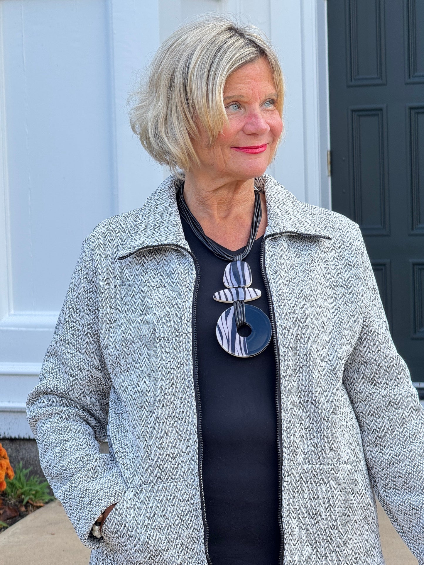 STYLING TWEED FULL ZIPPER JACKET