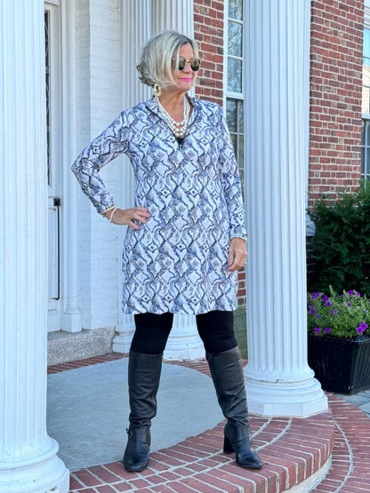 LULU-B WINTER WHIT HALF ZIPPER DRESS