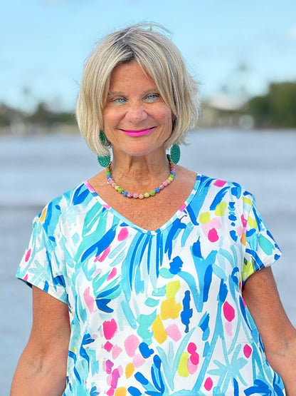 SPALSH OF OCEAN V NECK DRESS UPF +50