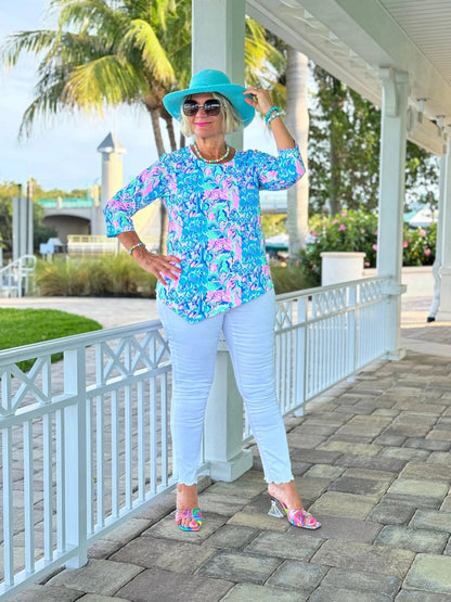 SPLASH OFF PINK ASYMMETRICAL TOP