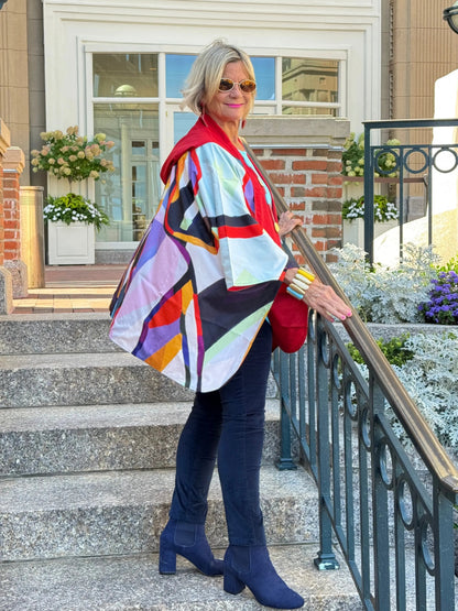 Red fashion Travel Reversible Rain Cape