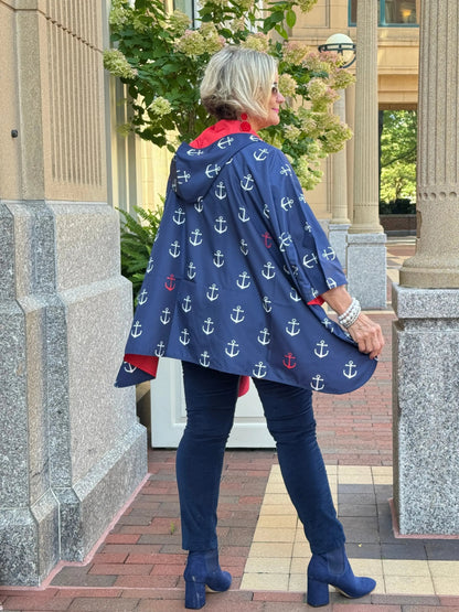 Navy / Red Reversible Rain Cape - Anchor Collection