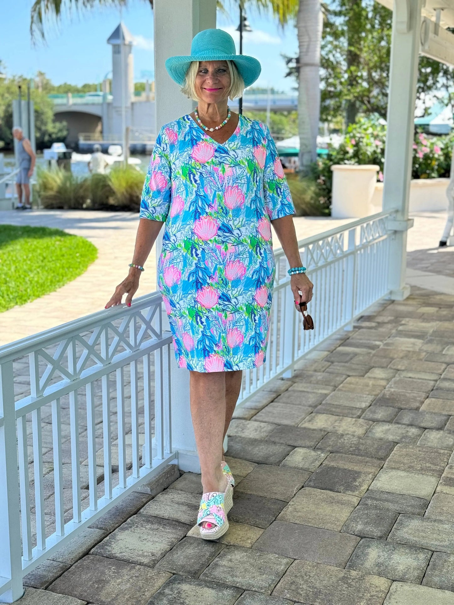 SEASHELL BEACH ELBOW SLEEVE DRESS