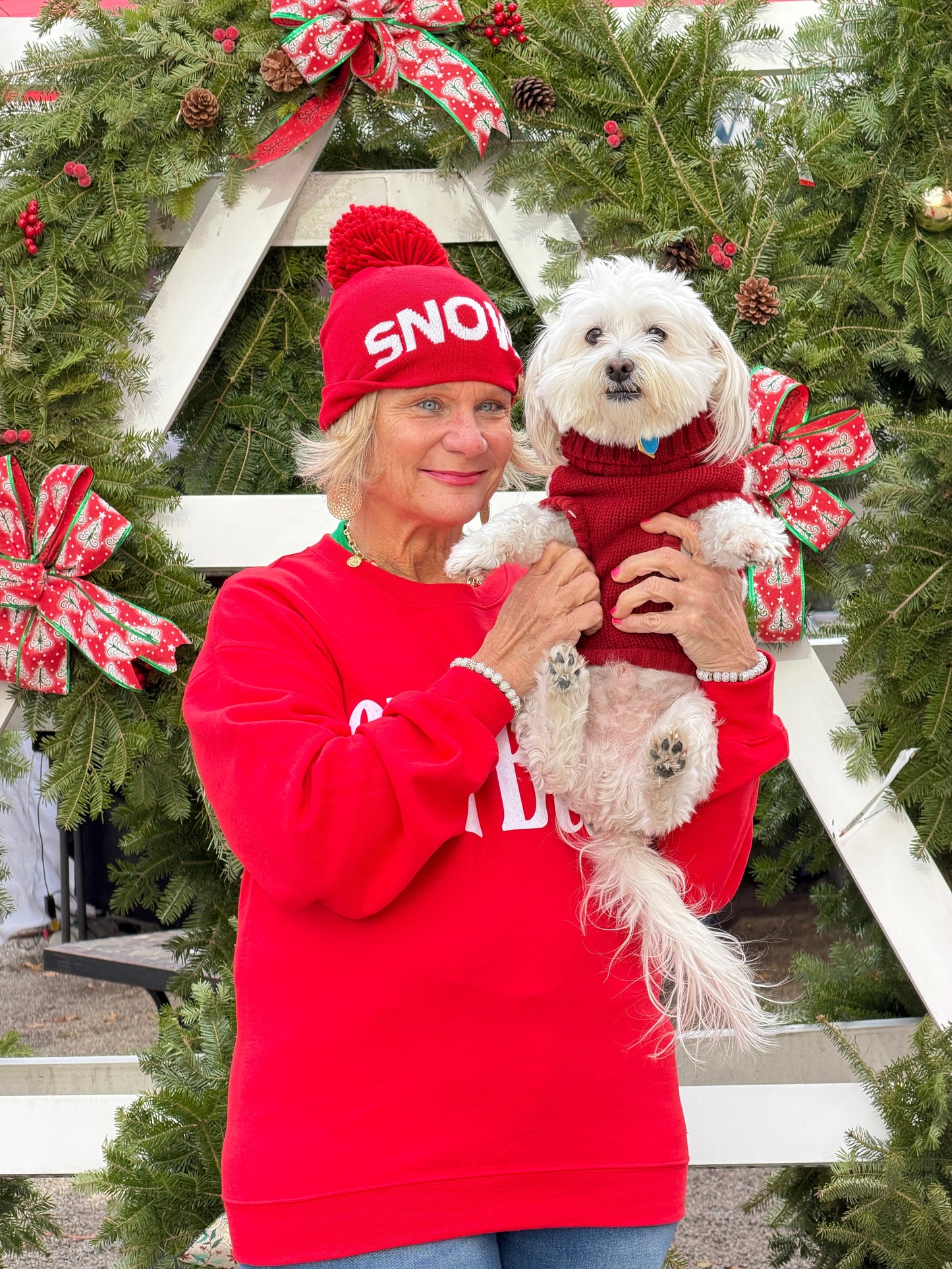 RED SKI BUM Suede-Like Flocked Logo Heavyweight Sweatshirt