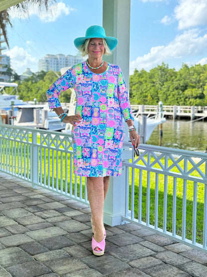 SANDY BEACH COLOR SLEEVE DRESS