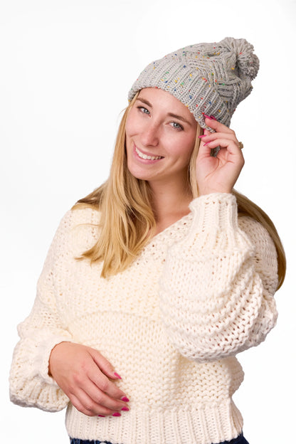 ALB Custom Women's Confetti Knit Pom Beanie
