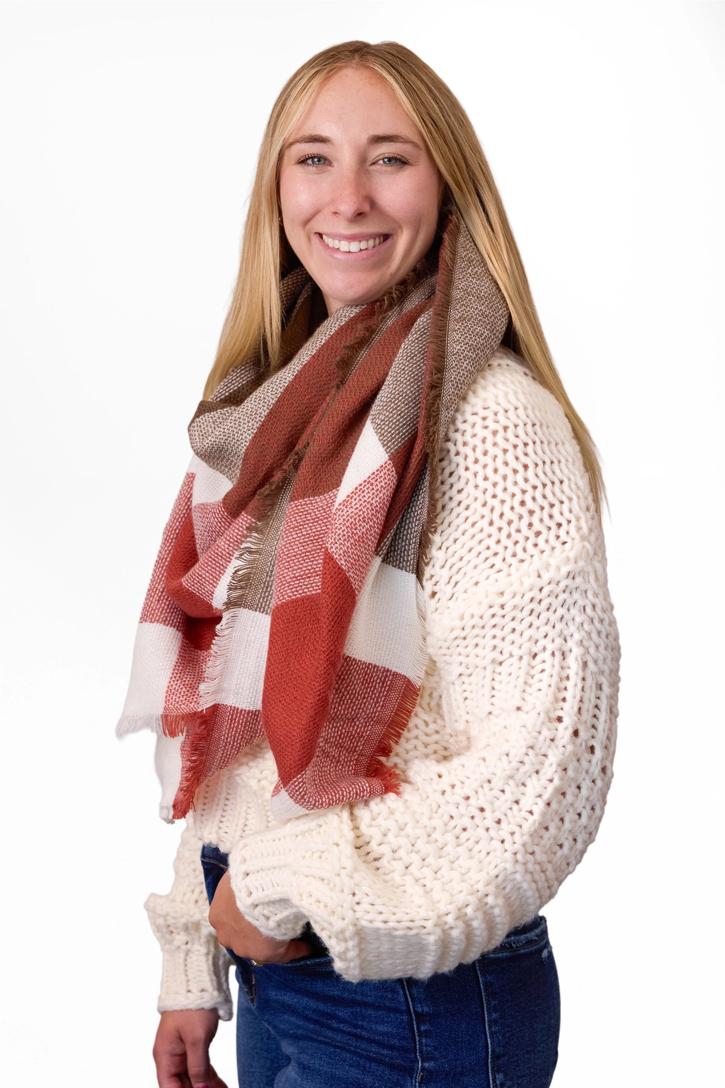 ALB Custom Women's Plaid Woven Scarf