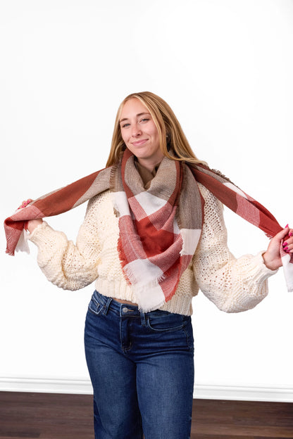 ALB Custom Women's Plaid Woven Scarf