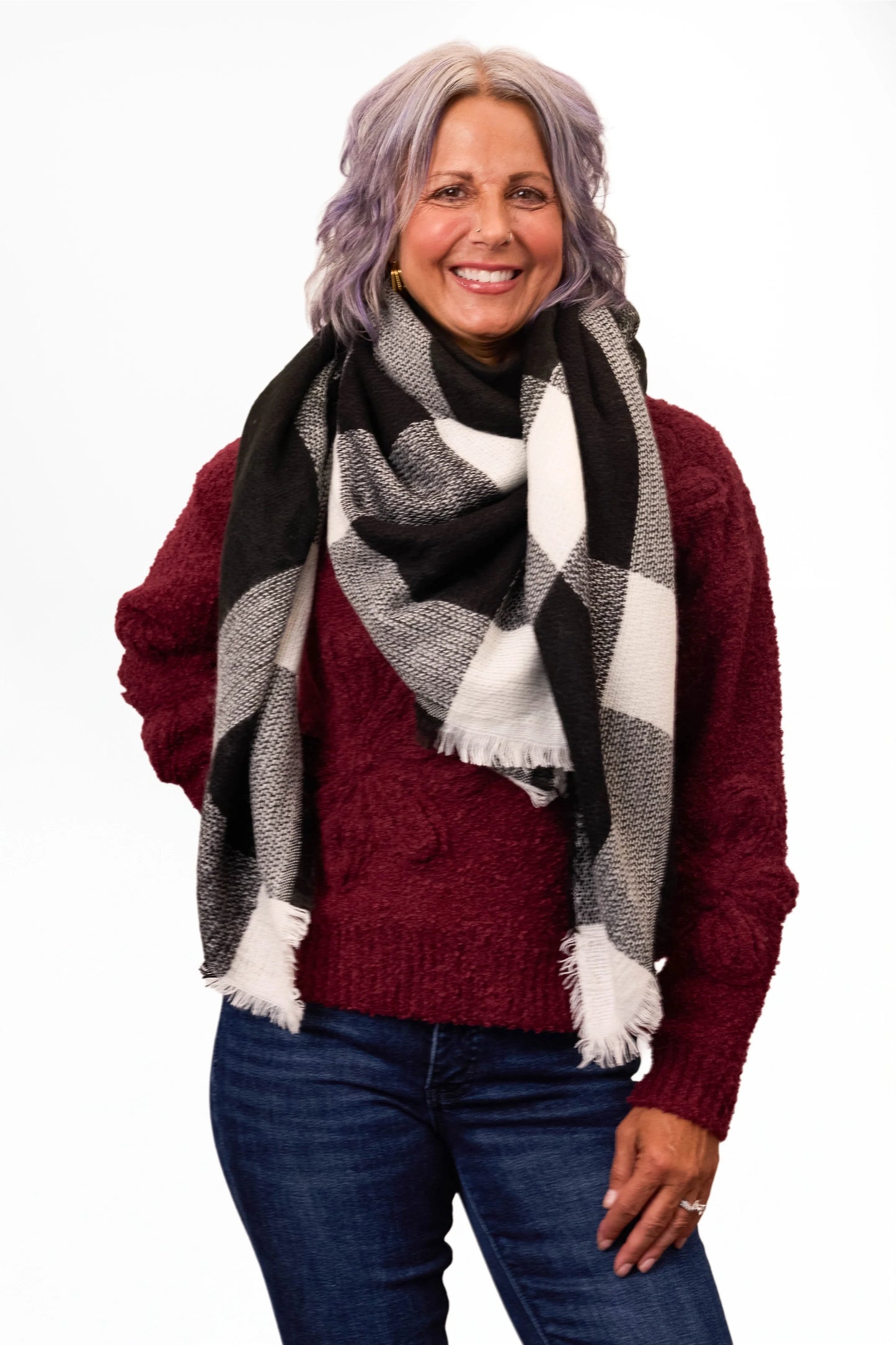 ALB Custom Women's Plaid Woven Scarf