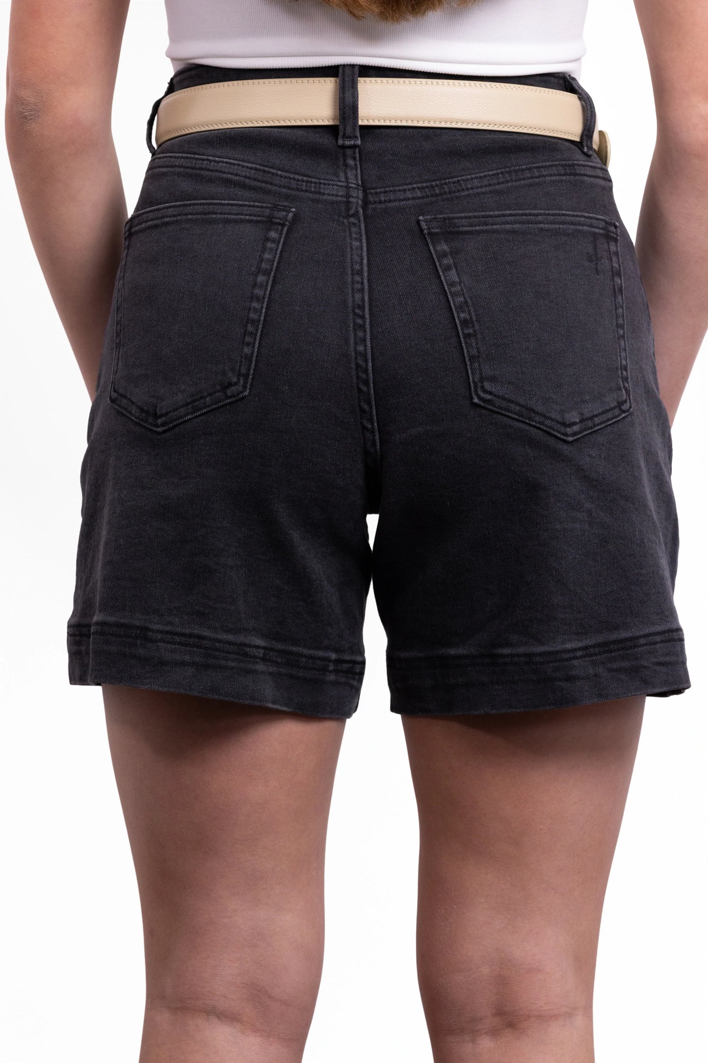The Koda High-Rise Denim Shorts - Black