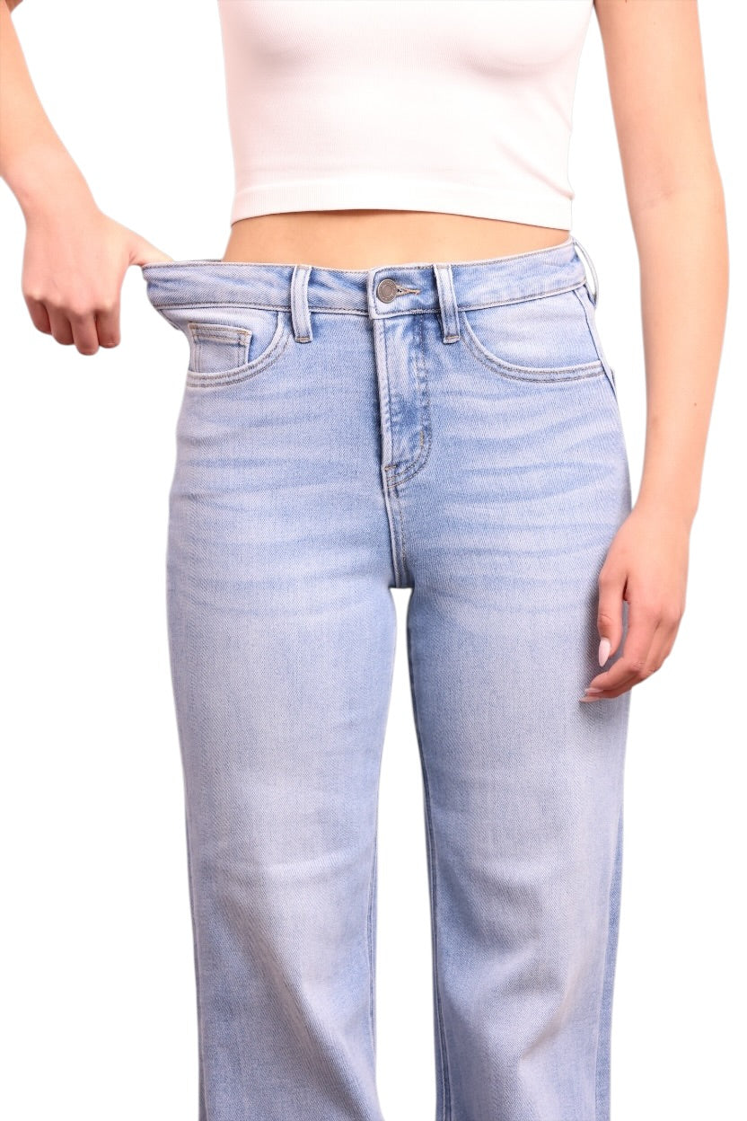 The Romy High-Rise Tummy Control Wide Leg Denim - Three Inseams (Blue)