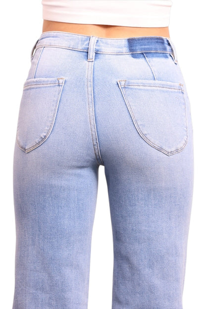 The Romy High-Rise Tummy Control Wide Leg Denim - Three Inseams (Blue)