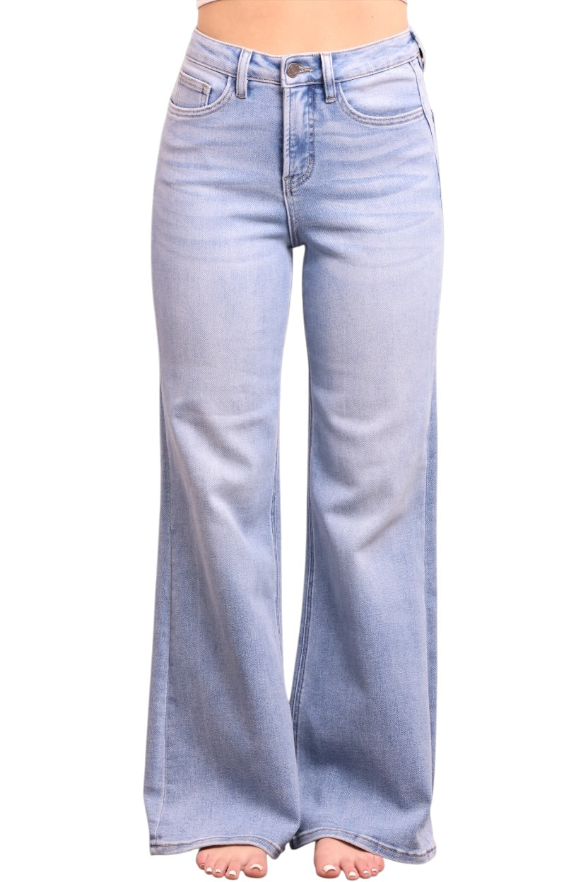 The Romy High-Rise Tummy Control Wide Leg Denim - Three Inseams (Blue)