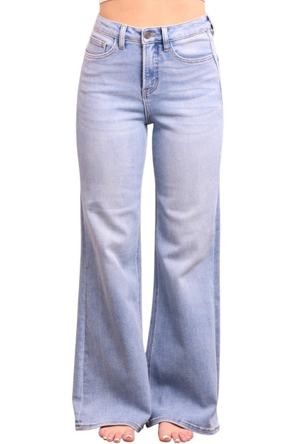 The Romy High-Rise Tummy Control Wide Leg Denim - Three Inseams (Blue)