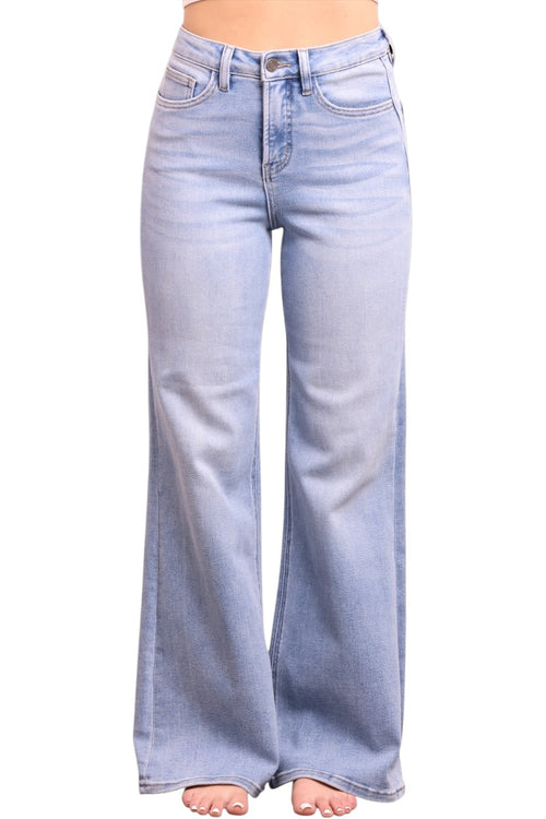 The Romy High-Rise Tummy Control Wide Leg Denim - Three Inseams (Blue)