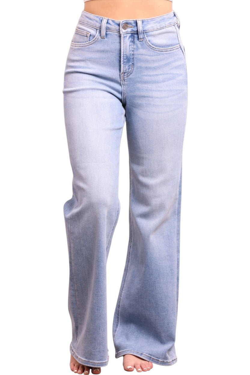 The Romy High-Rise Tummy Control Wide Leg Denim - Three Inseams (Blue)