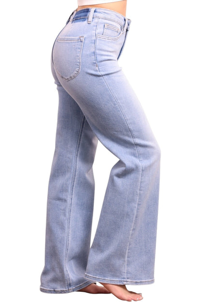 The Romy High-Rise Tummy Control Wide Leg Denim - Three Inseams (Blue)