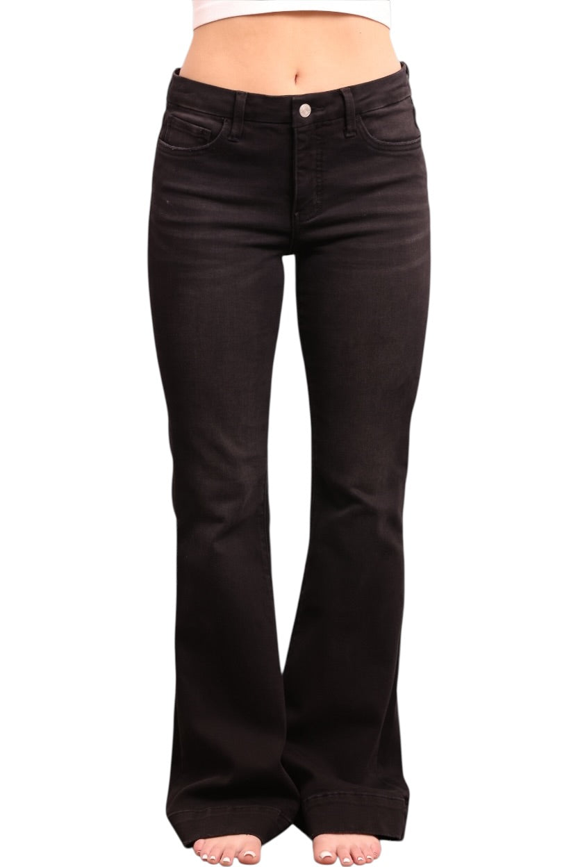 The Gwen Mid-Rise Tummy Control Flare - Three Inseams (Black)