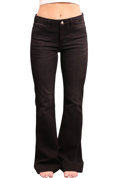The Gwen Mid-Rise Tummy Control Flare - Three Inseams (Black)