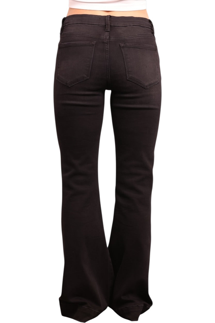 The Gwen Mid-Rise Tummy Control Flare - Three Inseams (Black)