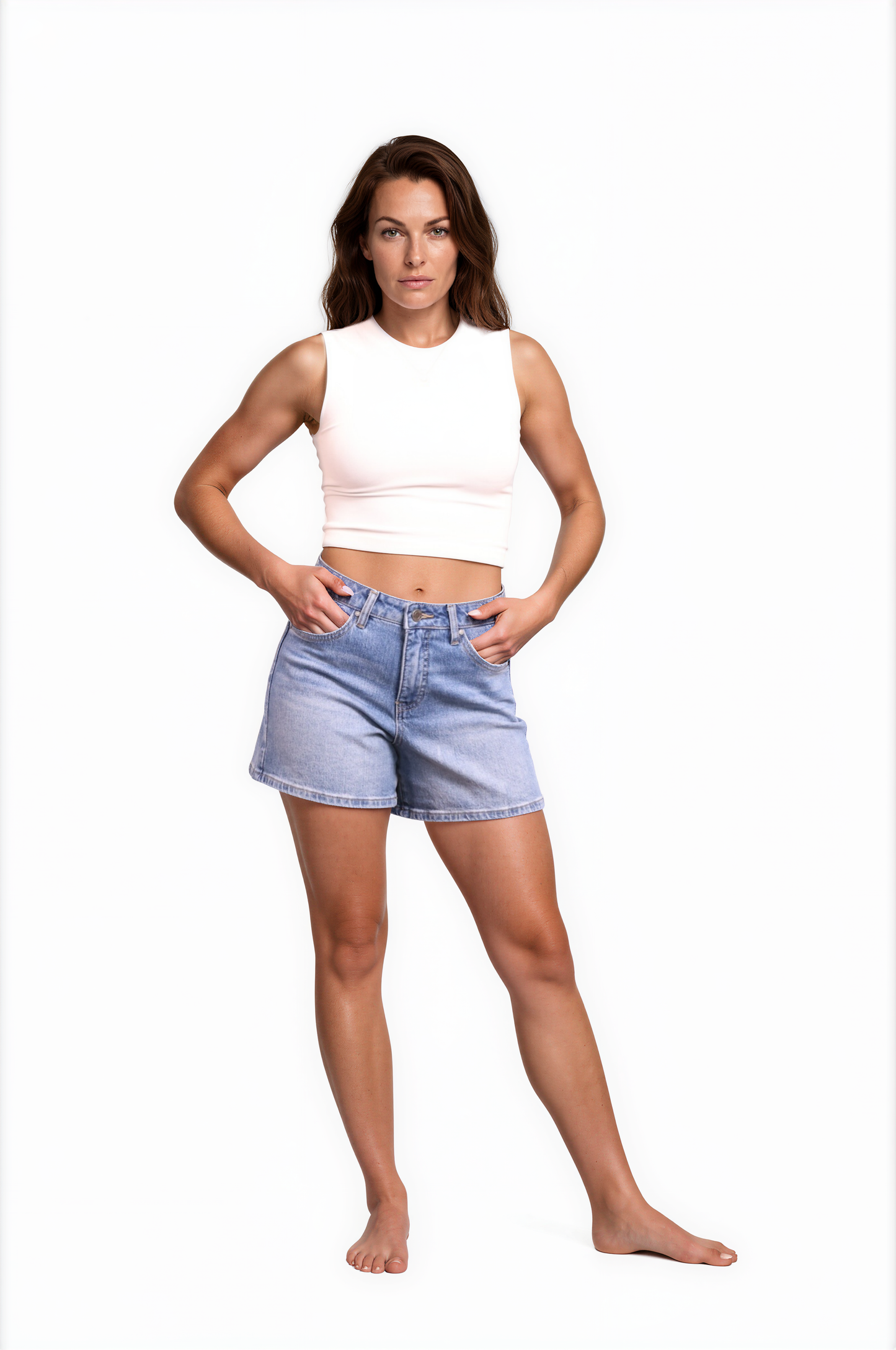 The Zora Mid To High-Rise Tummy Control Denim Shorts - Two Inseams