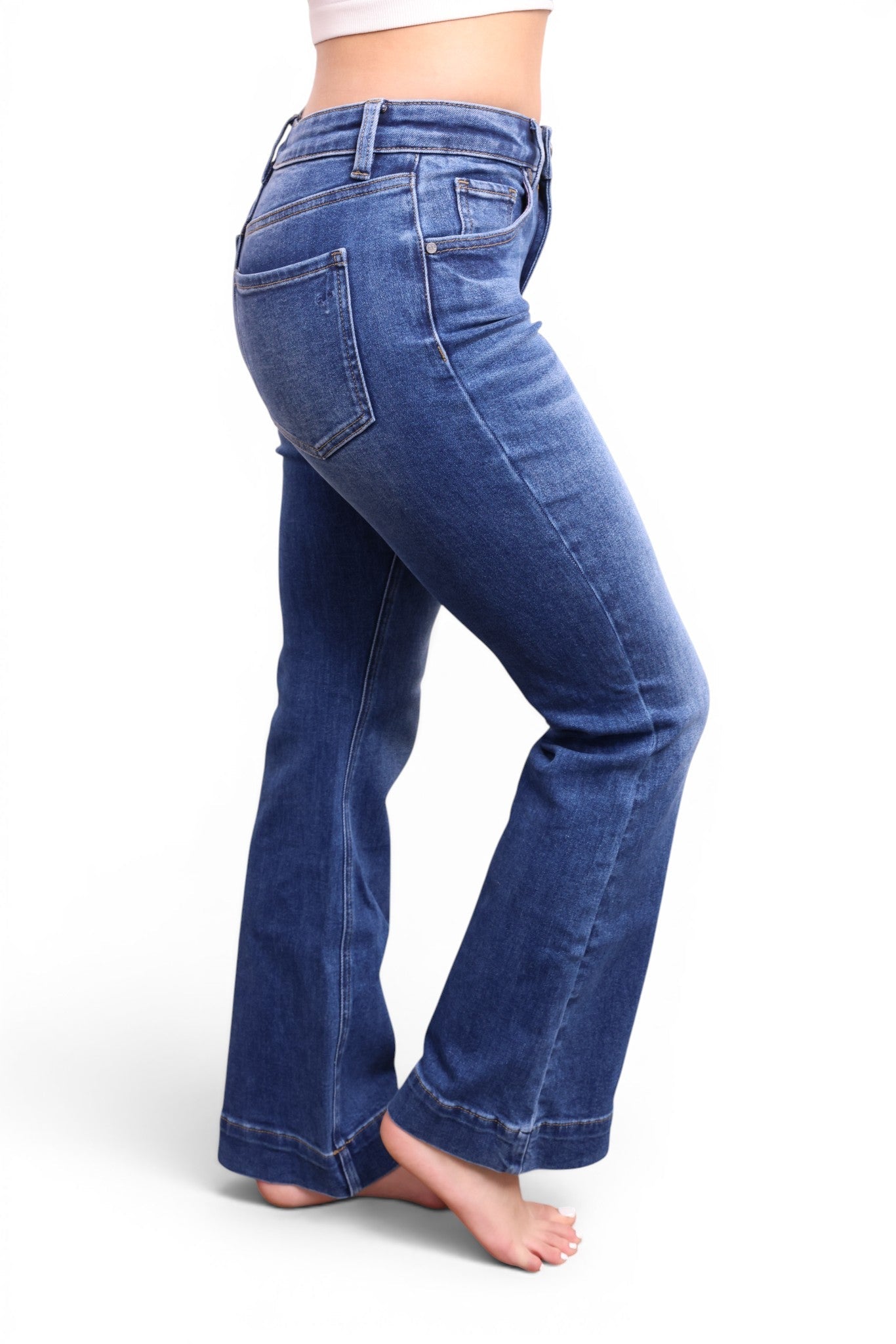 The Georgia Mid-Rise Tummy Control Vintage Blue Bootcut Jeans