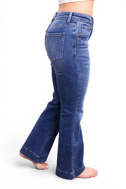 The Georgia Mid-Rise Tummy Control Vintage Blue Bootcut Jeans