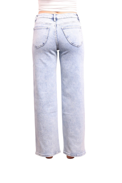 The Bristol Mid-Rise Tummy Control Wide Leg Striped Jeans