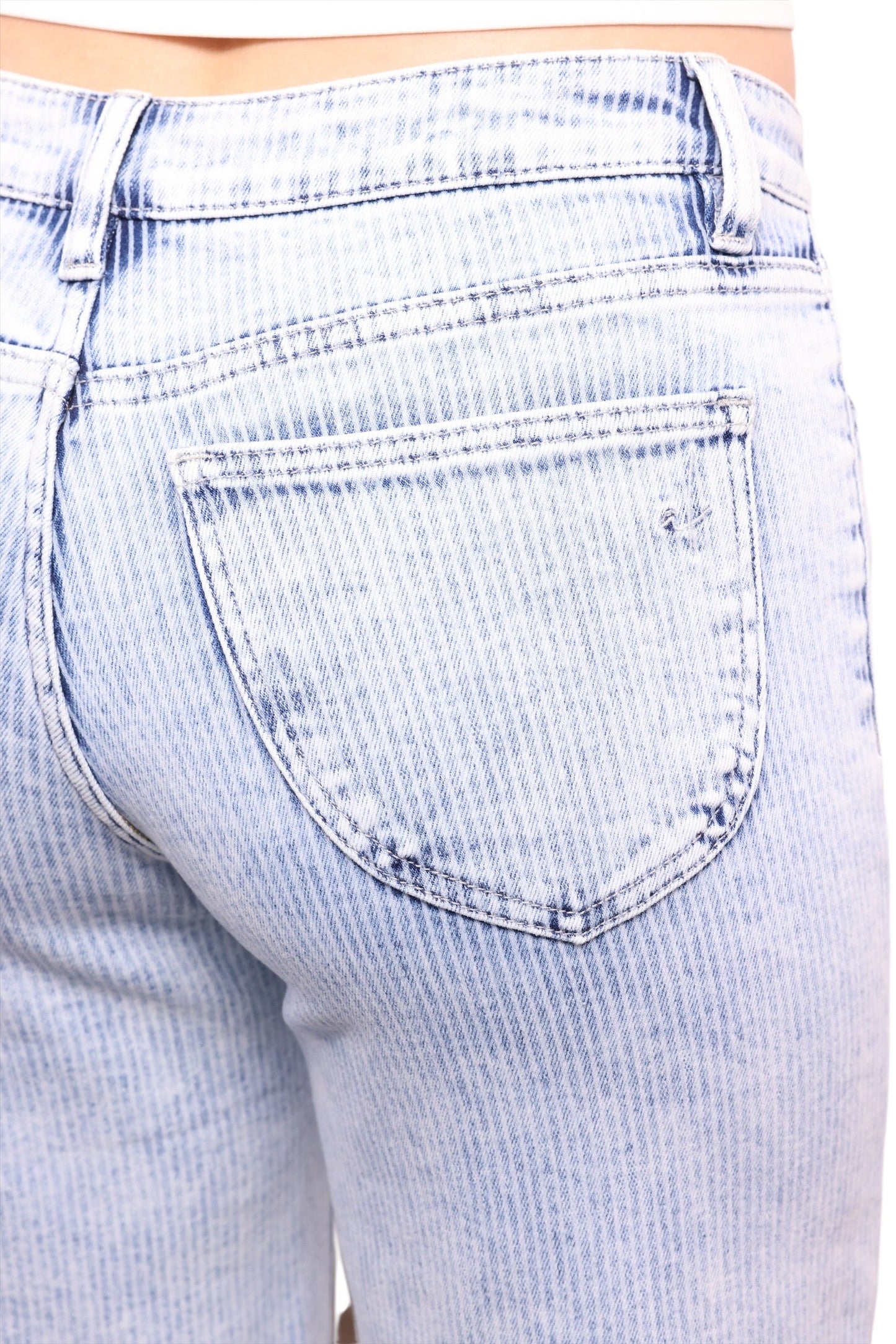 The Bristol Mid-Rise Tummy Control Wide Leg Striped Jeans