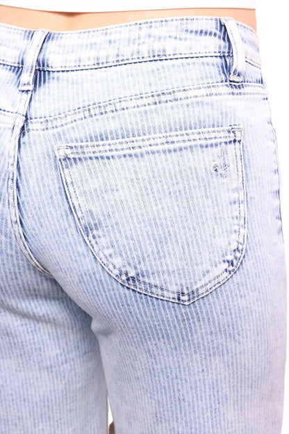 The Bristol Mid-Rise Tummy Control Wide Leg Striped Jeans