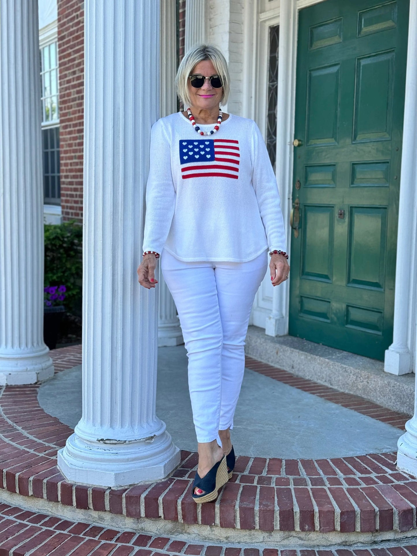 LULU-B WHITE FLAG SWEATER
