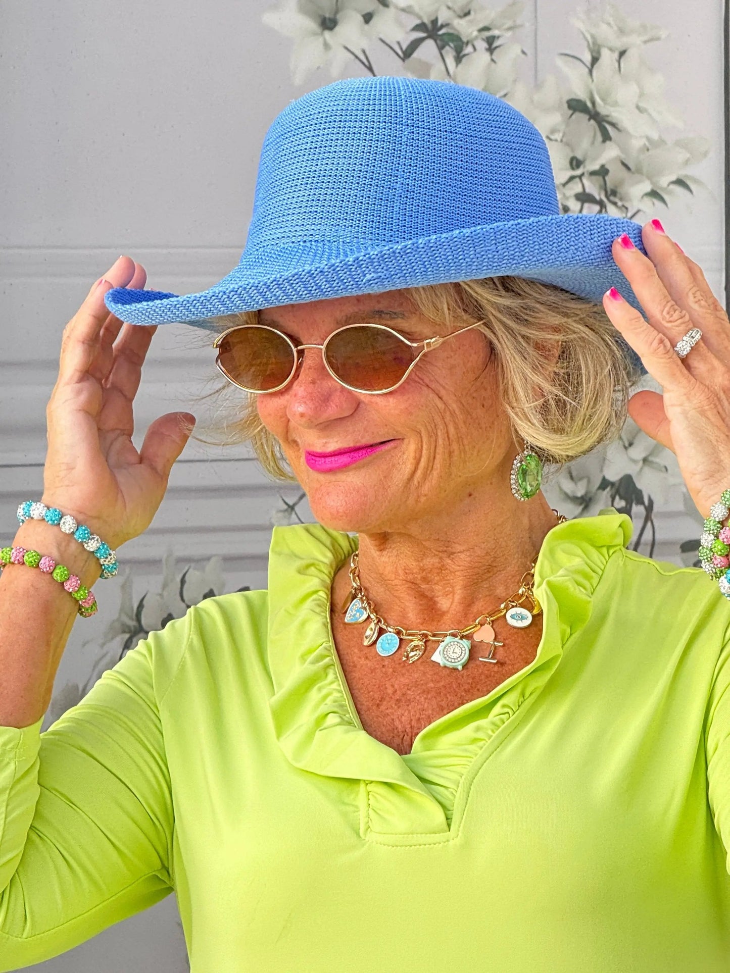 SOLID  LIME 3/25 SLEEVE RUFFLE