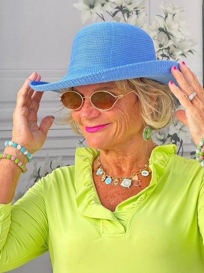 SOLID  LIME 3/25 SLEEVE RUFFLE