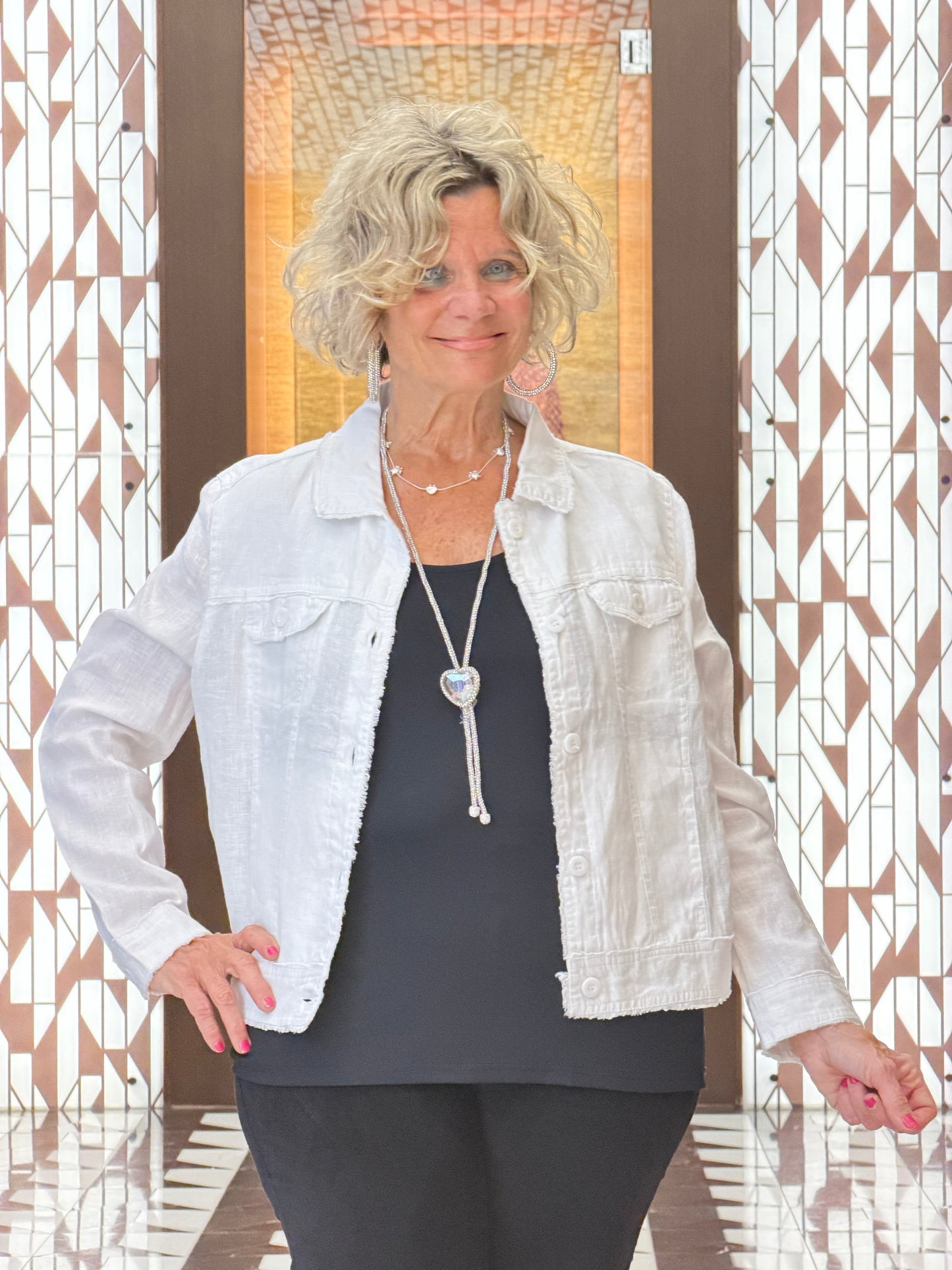 LULU-B WHITE METALLIC LINEN JACKET